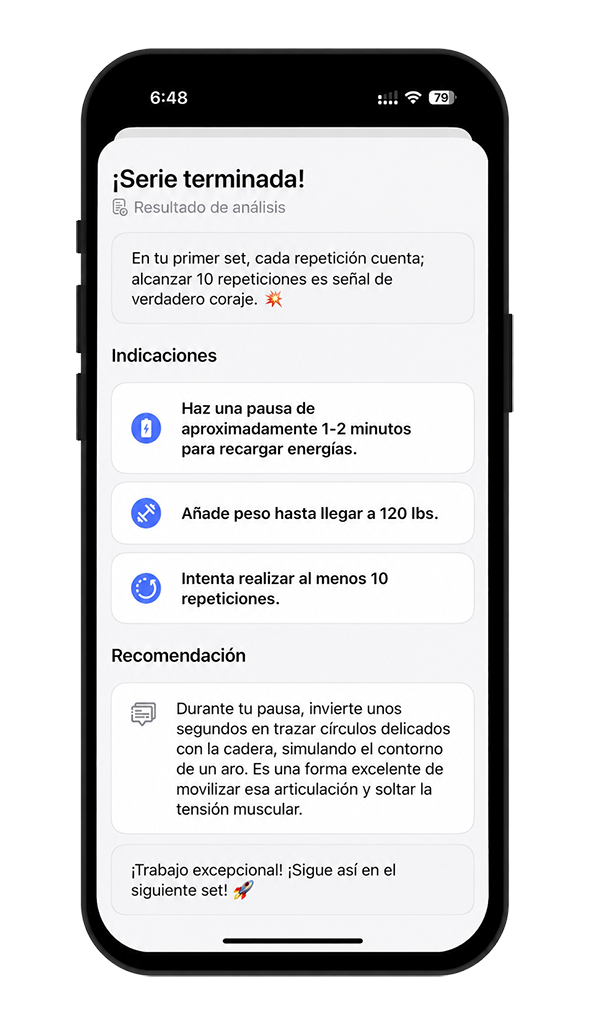 Increase Fit mostrando indicaciones personalizadas en tiempo real