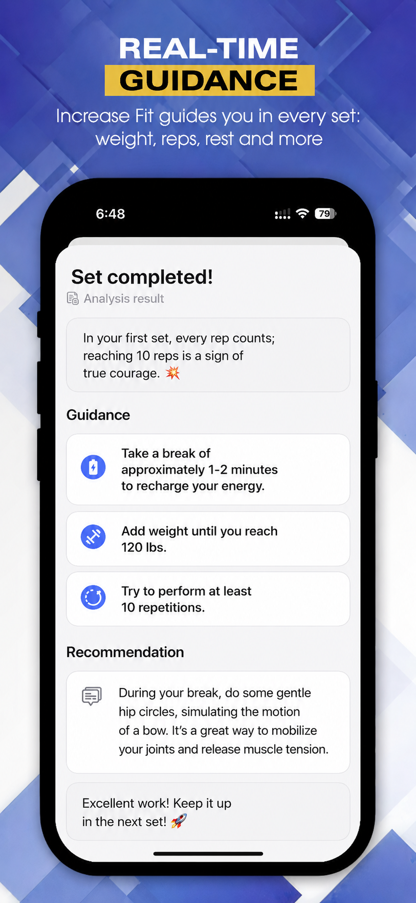 Increase Fit showing personalized real-time guidance