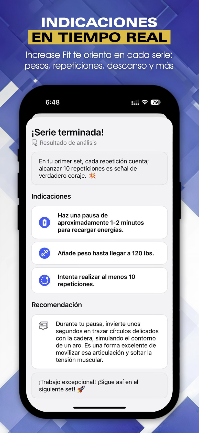 Increase Fit mostrando indicaciones personalizadas en tiempo real